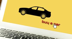 Online kupovina automobila, ilustracija