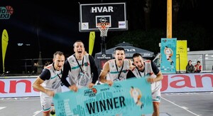Pobjednici PRO 3x3 Tour turnira na Hvaru 2025. godine: Marko Raičević, Petar Ivanović, Aleksa Vujadinović i Miloš Jovanović