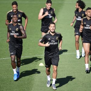 Eden Hazard na treningu Reala (Foto: AFP)