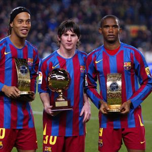 Ronaldinho, Messi i Eto\'o (Foto: AFP)
