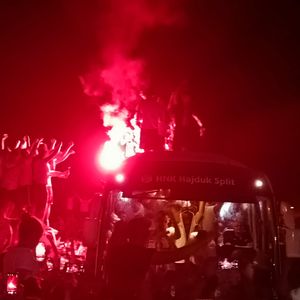Igrači Hajduka na splitskoj rivi