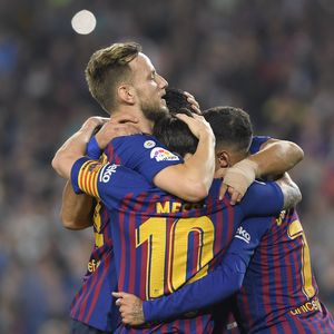 Ivan Rakitić, Lionel Messi i Philippe Coutinho (Foto: AFP)