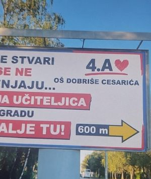 Jumbo plakat za učiteljicu Mihaelu Koren