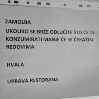 Nevjerojatna poruka uprave restorana na Savi