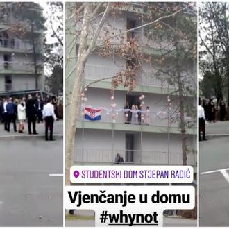 Mladoženja po mladu došao na 'Savu': Svadbena povorka iznenadila stanare studentskog doma VIDEO