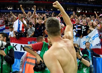 Hrvatski navijači na utakmici Hrvatske i Engleske u Rusiji