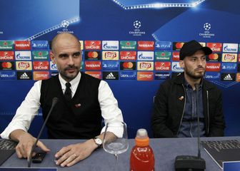 Pep Guardiola i David Silva (Foto: AFP)