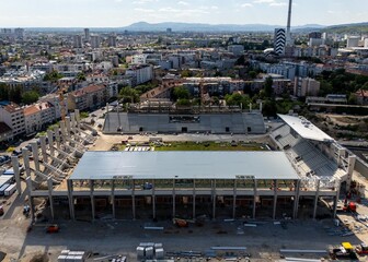 Pogled iz zraka na radove na novom stadionu u Kranjčevićevoj