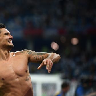 Slavlje hrvatskih nogometaša nakon pobjede protiv Argentine (Foto: AFP)
