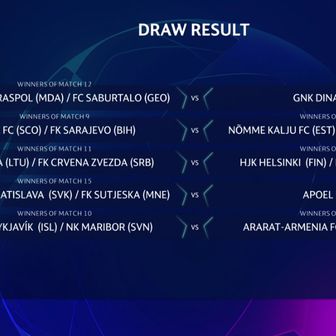 Ždrijeb drugog pretkola Lige prvaka (Screenshot: UEFA.com)
