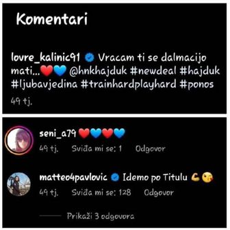 Komentar Matea Pavlovića na vijest da Lovre Kalinić ostaje u Hajduku