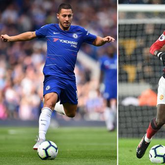 Eden Hazard i Paul Pogba (Foto: AFP)