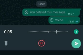 Primjer nestajuće glasovne poruke na WhatsAppu