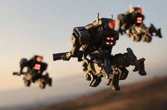 Ilustracija robotskih autonomih vojnika