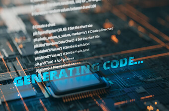 AI generira kod. ilustracija