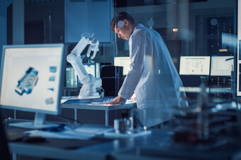 Znanstvenik u laboratoriju, ilustracija