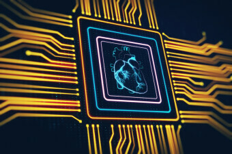 Digitalno srce na mikročipu, ilustracija