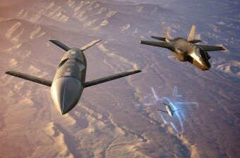 F-35 u letu s CCA dronovima, ilustracija