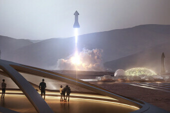 SpaceX-ova letjelica Starship na Marsu, ilustracija