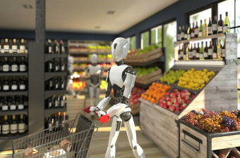 Robot u kupovini, ilustracija