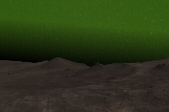 Umjetnički prikaz zelenog noćnog sjaja na Marsu