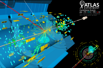 Događaj koji je kandidat za zajedničku tvorbu Higgsovog i Z bozona, te raspad Higgsovog bozona u b kvark i njegovu antičesticu. (Foto: IRB)