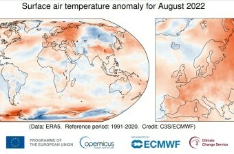 Površinske temperature u kolovozu 2022.