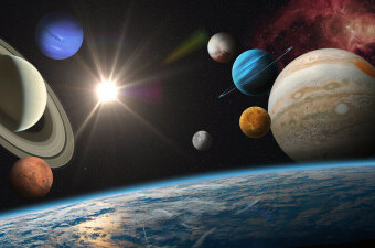 Zemlja i drugi planeti Sunčevog sustava, ilustracija