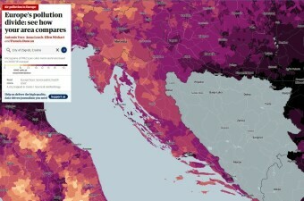 Karta onečišćenja zraka u Hrvatskoj