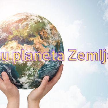 Planet Zemlja u rukama i natpis Kviz o Danu planeta Zemlje
