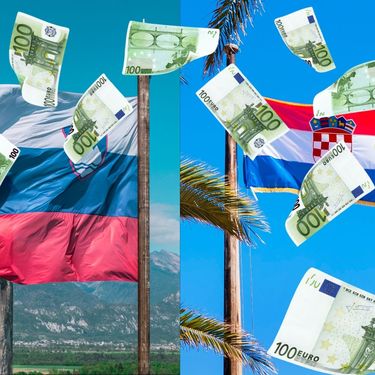 Hrvatska i slovenska zastava i novac