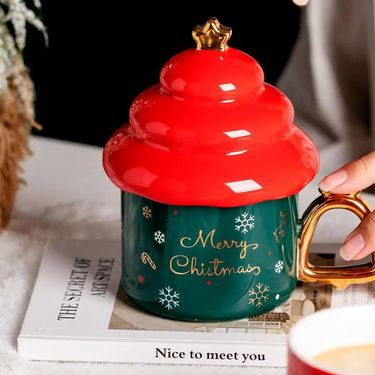 Božićna šalica s poklopcem