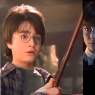 Harry Potter i Ron Weasly u filmu Harry Potter i kamen mudraca kako stoje u uniformi i kako harry kupuje štapić