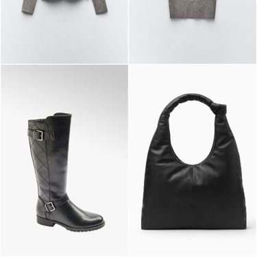 Pleteni set + visoke čizme + velika torba