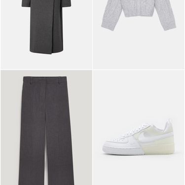 Kaput midi dužine + džemper + finjak hlače + tenisice