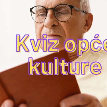 Mudri starac koji čita knjigu uz naslov kviza