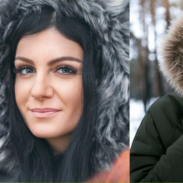 Muškarac i žena s kapuljačom s krznom