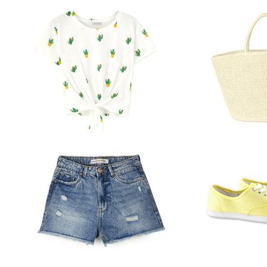 Hlače Stradivarius (99,90 kn), majica Pull & Bear (25,90 kn), tenisice C&A (59 kn), torba H&M (9,99 eura)