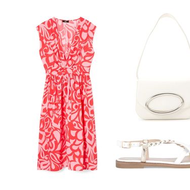 Midi haljina s uzorkom/u boji + ravne sandale