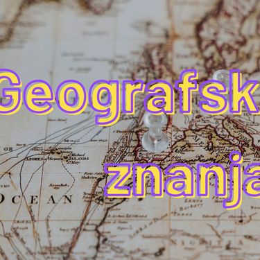 Karta svijeta s pribadačama i natpis geografski kviz znanja