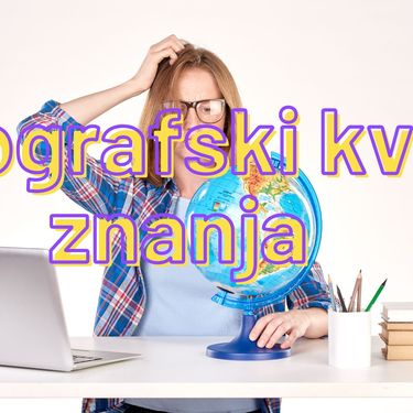 Žena pred računalom uz laptop i naslov kviza