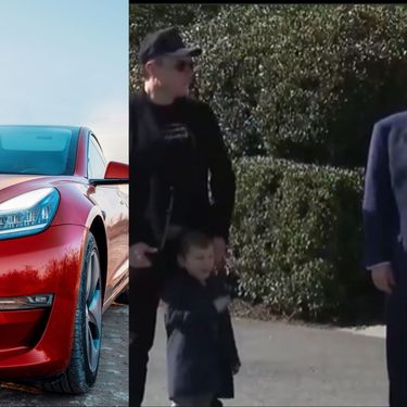 Američki predsjednik Donald Trump i Elon Musk uz automobil Tesla