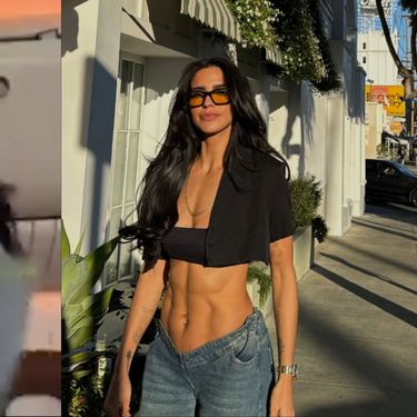 Meksička glumica i fitness influencerica Bárbara de Regil kako vježba u avionu