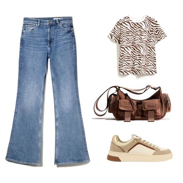 Ležerna kombinacija s trapezicama, majicom i tenisicama