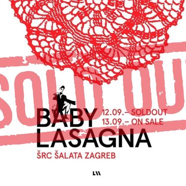 Najava koncerta Baby Lasagne i natpis sold out