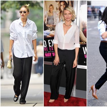 Crne hlače i bijela košulja