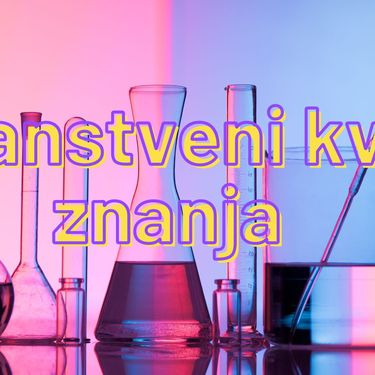 Epruvete u laboratoriju i natpis znanstveni kviz znanja