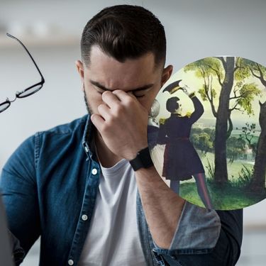 Optička varka muškarca kako stoji u šumi
