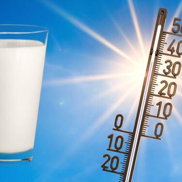 Mlijeko i termometar s visokom temperaturom