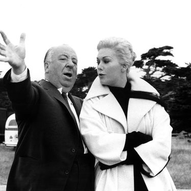 Alfred Hitchcock i Kim Novak na setu filma Vertigo